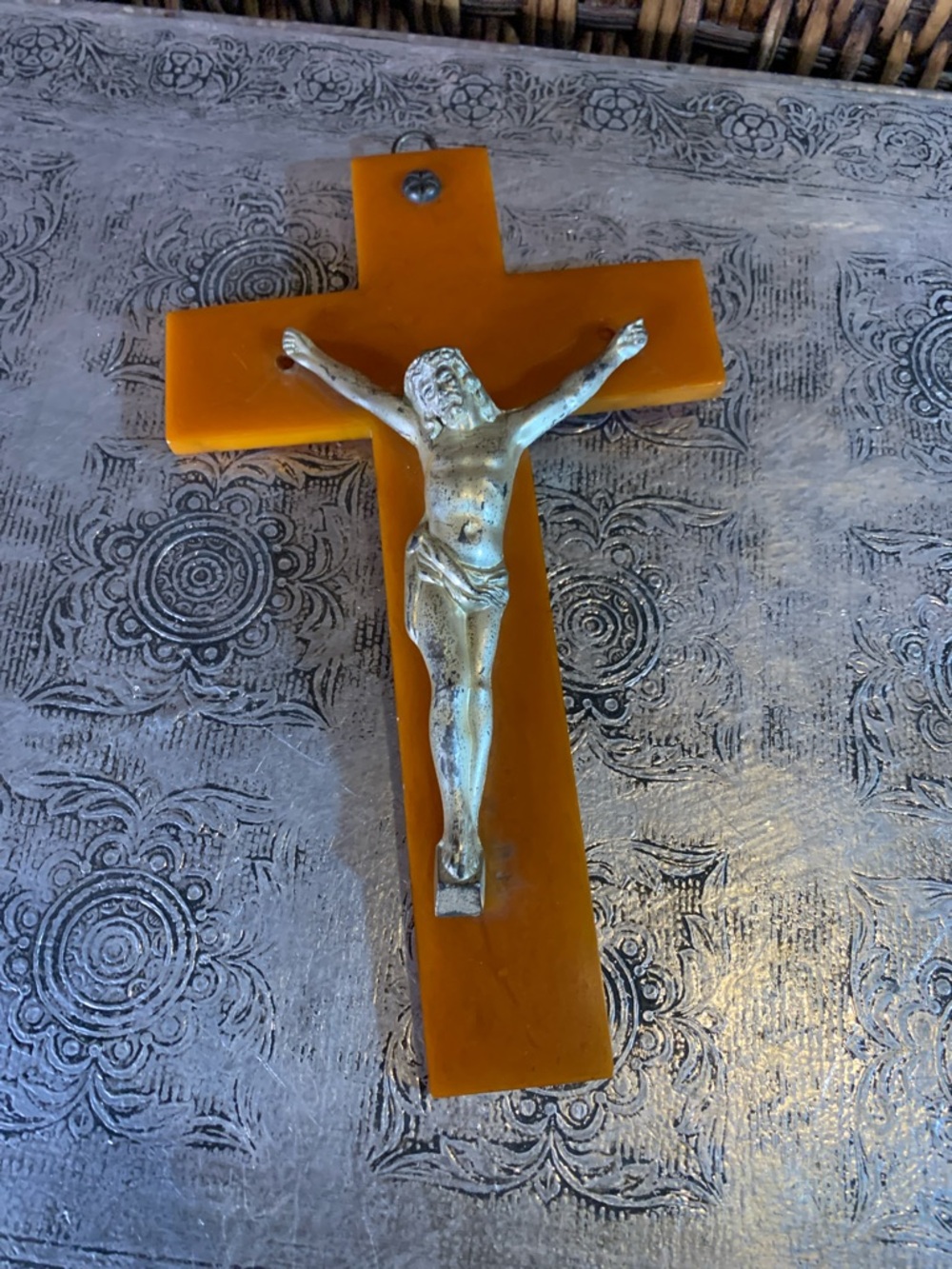 Vintage Bakelite Crucifix with Metal